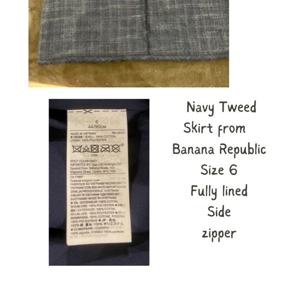 Banana Republic Navy Tweed Skirt Size 6 - Picture 4 of 5